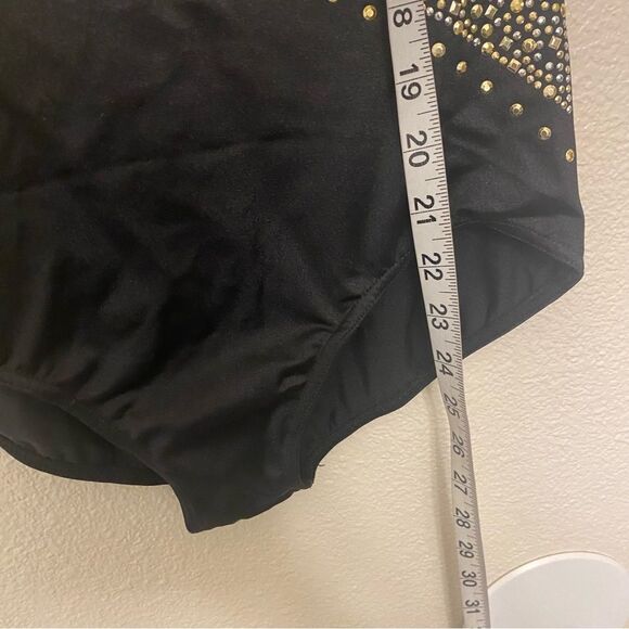 Weissman Elite dance costume black rhinestones studded leotard Get Dat 14732 SA - Picture 8 of 9
